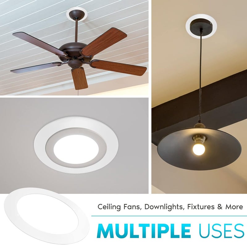 LUXRITE 4 Pack White Goof Trim Ring for 4 Inch Recessed Lights and Ceiling Light Fixtures, Outer Diameter 5.75 Inches, Inner Diameter 4.25 Inches, Metal Construction, Cover Damaged or Messy Ceilings - Image 3